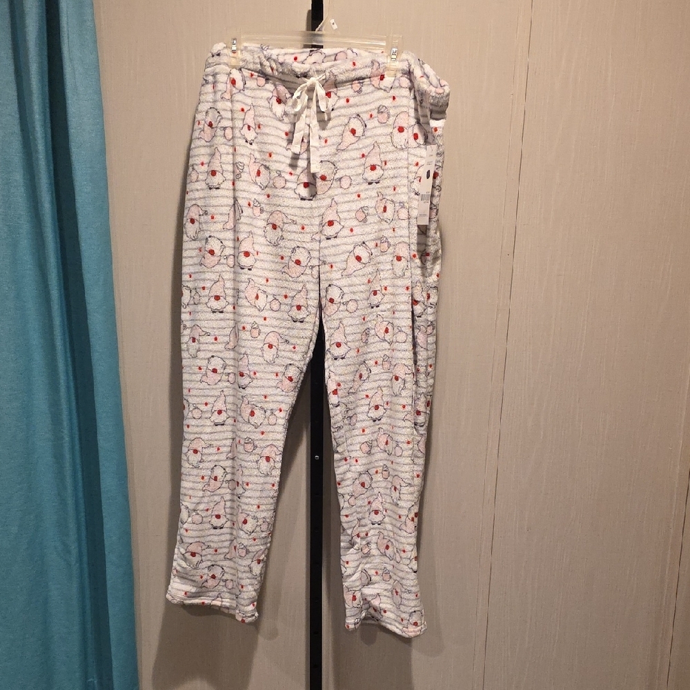 (J7) Just Be White Pajama Pants with Christmas Pattern